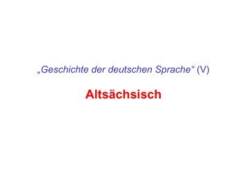 „Geschichte der deutschen Sprache“ (V)