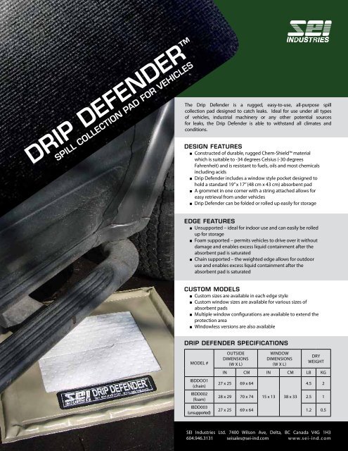 Drip Defender Brochure - SEI Industries Ltd.