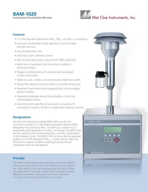 BAM-1020 Beta Attenuation Monitor - Met One Instruments