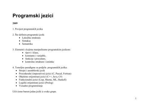 Proceduralni jezici - FESB