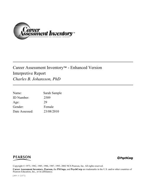 CAI Enhanced Sample Interpretive Report - TalentLens