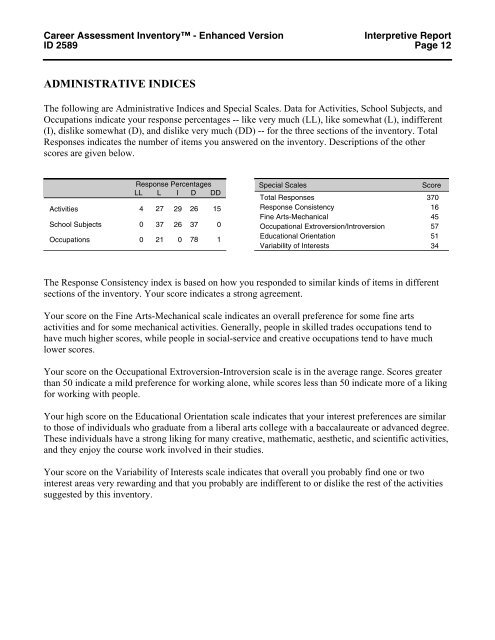 CAI Enhanced Sample Interpretive Report - TalentLens