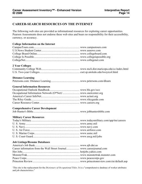 CAI Enhanced Sample Interpretive Report - TalentLens