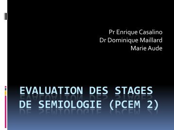 Evaluation des stages de semiologie (PCEM 2)
