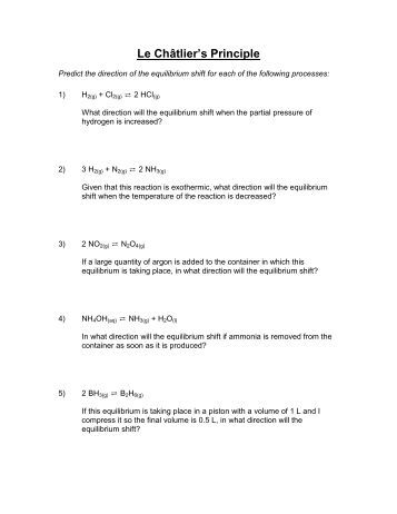 Worksheet: Le Chateliers Principle Name______________