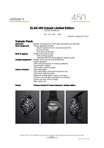 ELAN 450 Vulcain Limited Edition Limited Edition ... - WNE Yachting