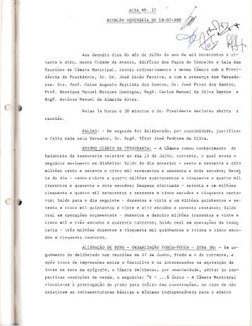 ACTA NQ. 27 REUNIÃO ORDINÃRIA DE Aos dezoito dias do mÃªs ...