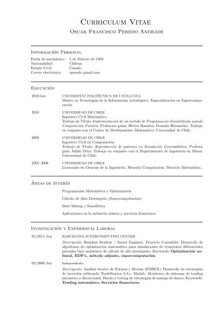 Curriculum Vitae - DIM - Universidad de Chile