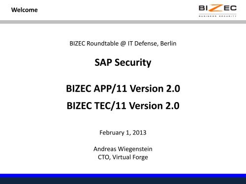 BIZEC APP/11 and BIZEC TEC/11 - Virtual Forge