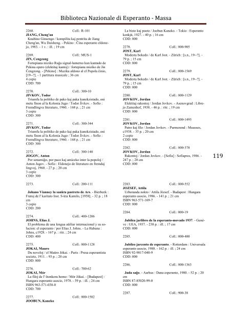 Catalogo dei volumi a stampa ordinati per autori e titoli
