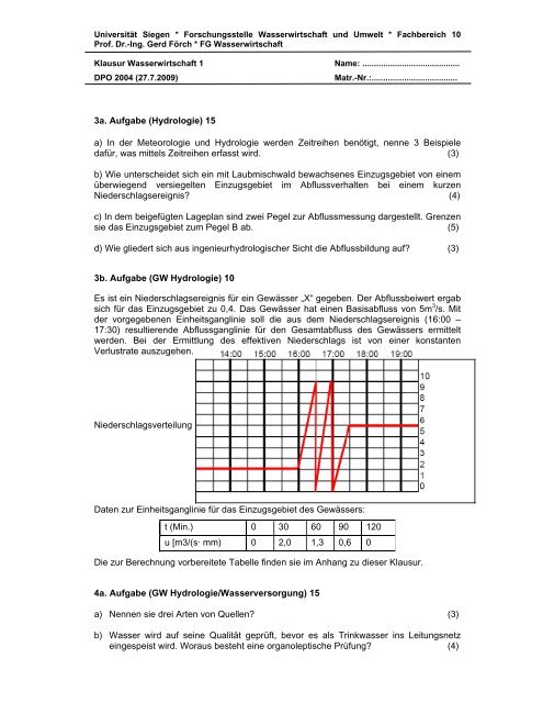 Wasserwirtschaft - Universität Siegen