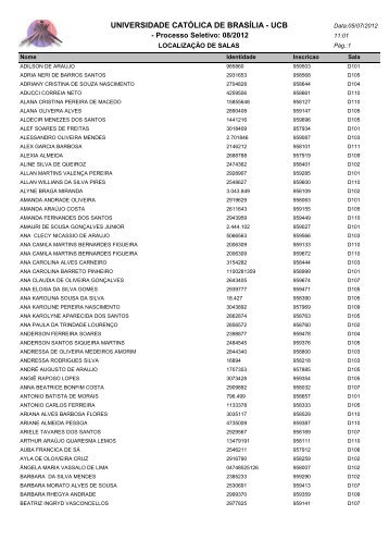LOCALIZAÃÃO DE SALAS - Universidade CatÃ³lica de BrasÃ­lia