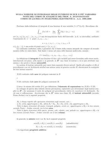 teoria della misura e dell'integrazione. - Sezione di Matematica