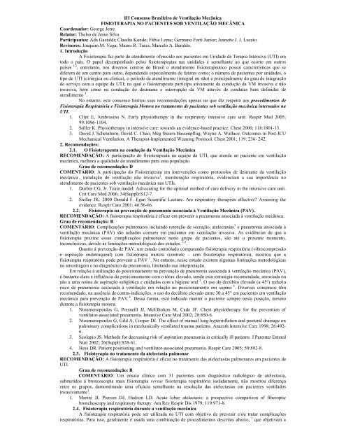III Consenso Brasileiro de VentilaÃ§Ã£o MecÃ¢nica ... - Assobrafir
