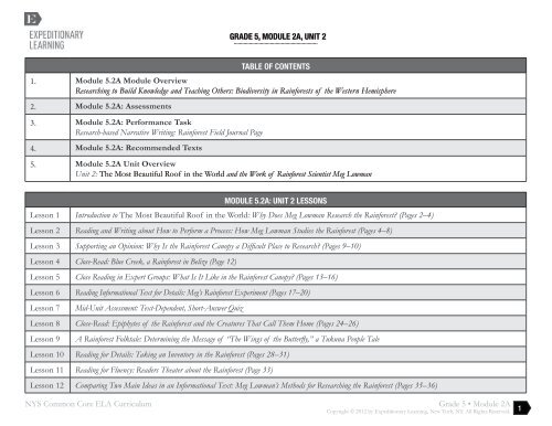 GRADE 5, MODULE 2A, UNIT 2 TABLE OF ... - EngageNY