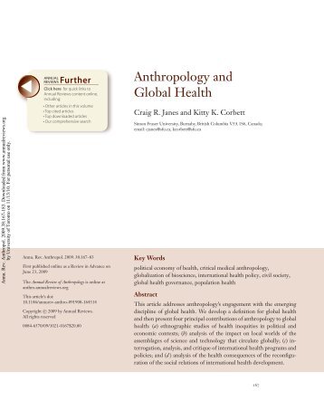 Anthropology and Global Health - Human Biology - University of ...