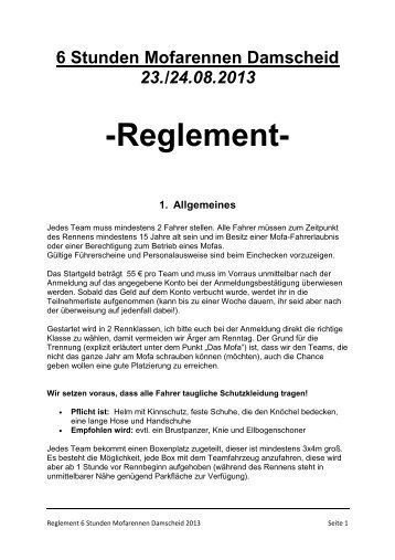 Reglement 2013 - Mofarennen Damscheid