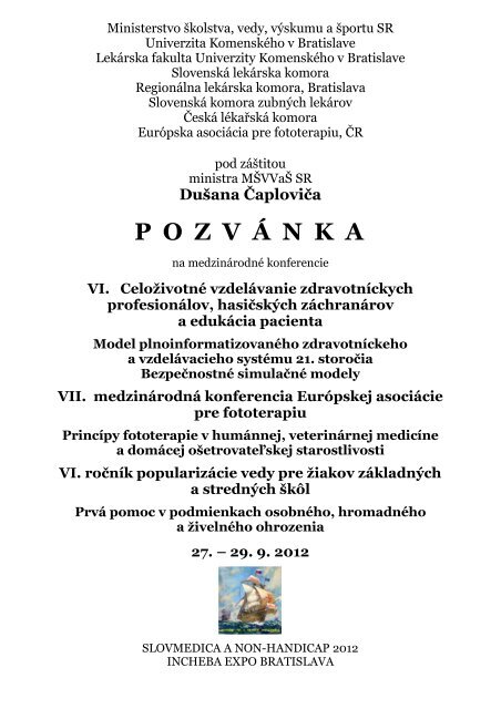 Program konferenciaA5 - LekÃ¡rska fakulta - Univerzita KomenskÃ©ho