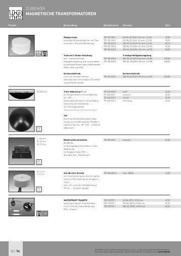 ZUBEHÖR MAGNETISCHE TRANSFORMATOREN