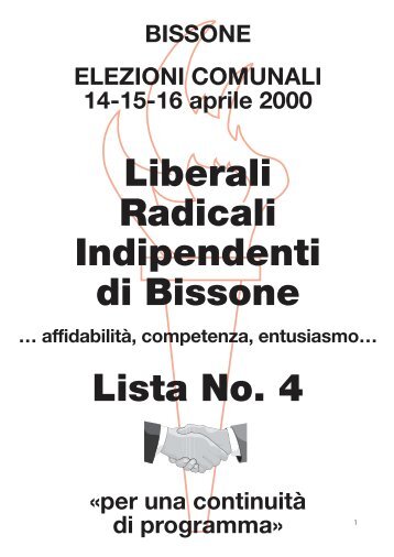 Liberali Radicali Indipendenti di Bissone Lista No. 4 - gianni-moresi.ch
