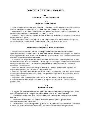 Il Vecchio Codice di Giustizia Sportiva - Download