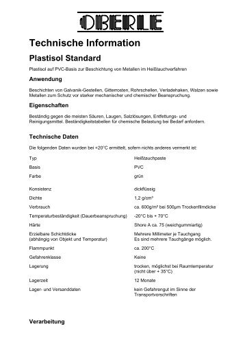 Techn. Datenblatt Plastisol standard - Titangestelle.de