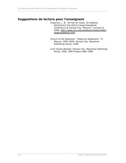 Histoire et organisation de l'Ãglise du NazarÃ©en - USA / Canada ...