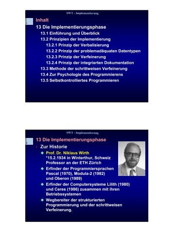 13 Die Implementierungsphase 13 Die Implementierungsphase Zur ...