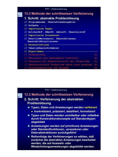 13 Die Implementierungsphase 13 Die Implementierungsphase Zur ...