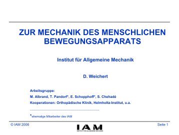 Zur Mechanik des menschlichen Bewegungsapparates - Institut fÃ¼r ...