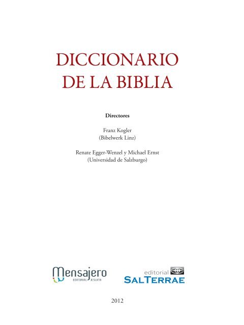 DICCIONARIO DE LA BIBLIA - Editorial Sal Terrae