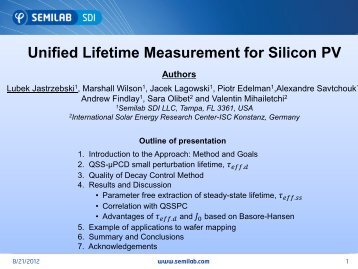 Unified Lifetime Measurement for Silicon PV - PVMC