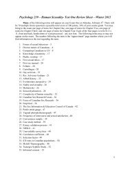 Psychology 239 – Human Sexuality- Test One Review Sheet ...