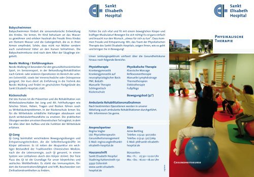 Flyer Abteilung fÃ¼r Physiotherapie - Sankt Elisabeth Hospital