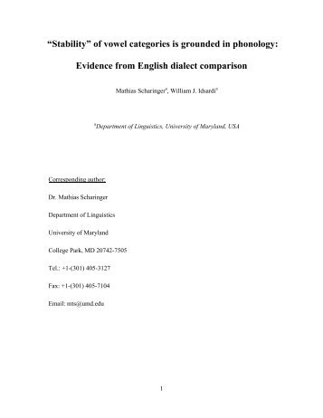 âStabilityâ of vowel categories is grounded in phonology - Linguistics ...