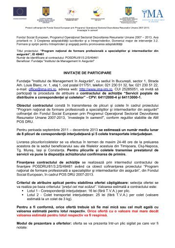 12.1 - servicii postale - invitatie - Institutul de Management in Asigurari