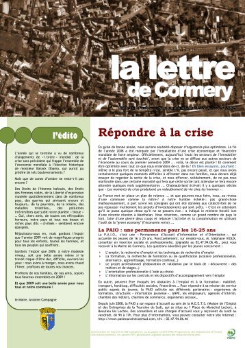 La Lettre nÂ°142 de janvier 2009 - Cormery