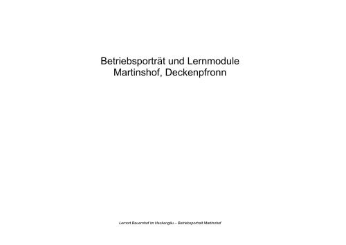 AusfÃ¼hrliche Infos zum Betrieb - Lernort Bauernhof im HeckengÃ¤u