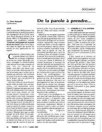 de la parole Ã  prendre, pierre bourgault, traces, volume 27, no 3 ...