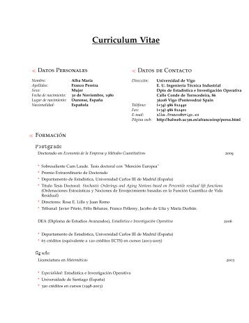 Curriculum en PDF - Departamento de EstadÃ­stica - Universidad ...