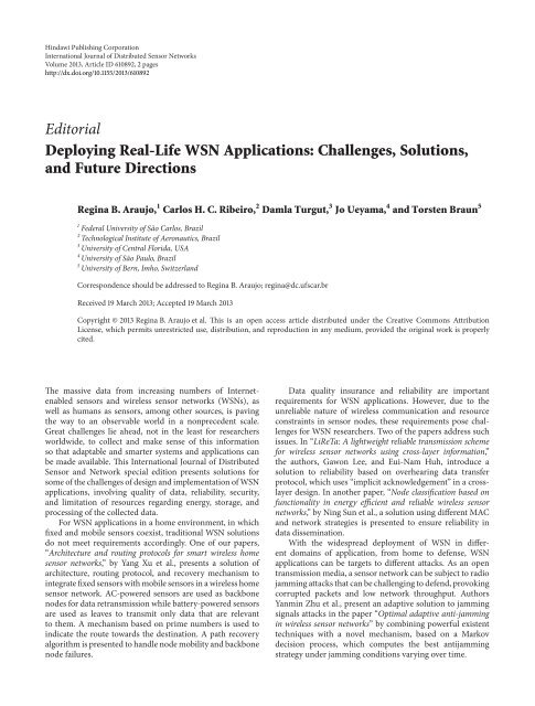 Deploying Real-Life WSN Applications: Challenges ... - IAM - CDS