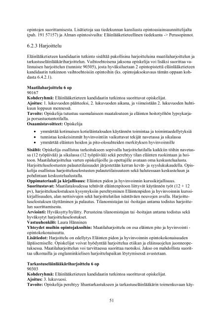 opinto-opas - ElÃ¤inlÃ¤Ã¤ketieteellinen tiedekunta - Helsinki.fi