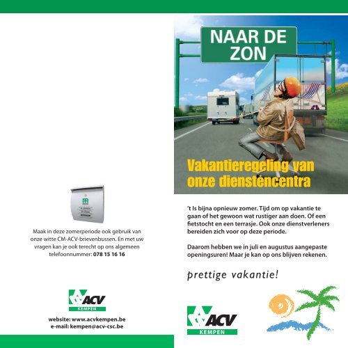 Vakantieregeling van onze dienstencentra - ACV Kempen