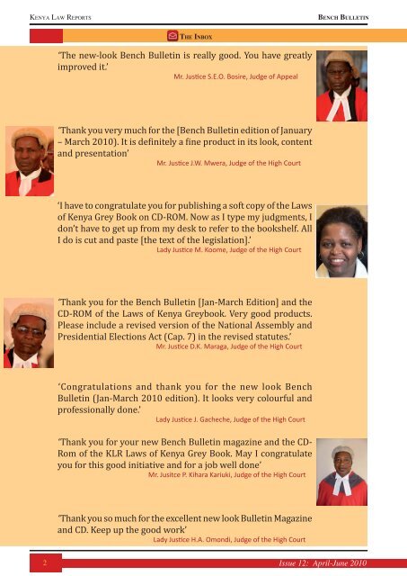 Bench Bulletin - Issue 12 - Kenya Law Reports