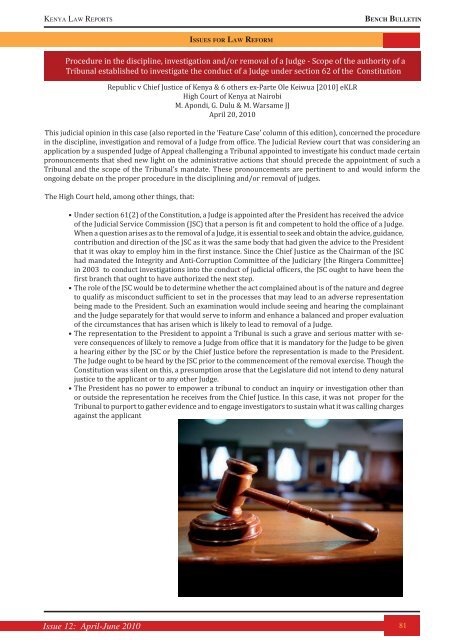 Bench Bulletin - Issue 12 - Kenya Law Reports