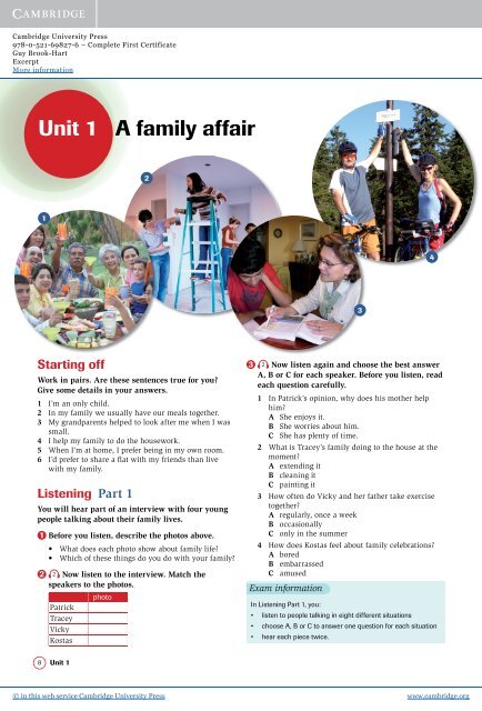 Unit 1 A family affair - Assets - Cambridge - Cambridge University ...