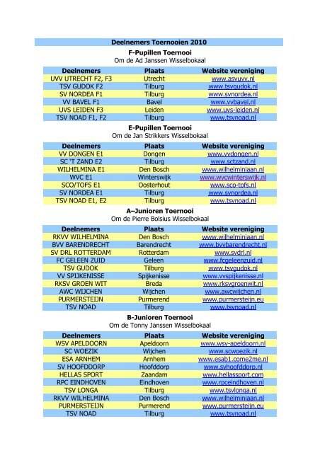 Toernooiboekje tsv NOAD 2010
