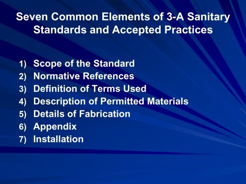 Product Contact Surfaces - 3-A Sanitary Standards