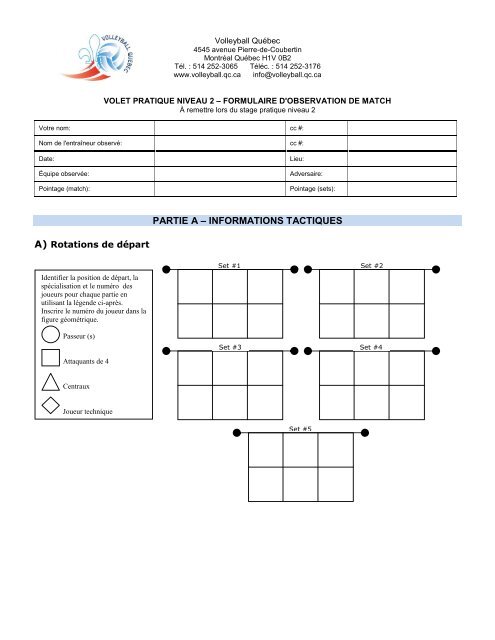 le formulaire d'observation de match - Volleyball QuÃ©bec