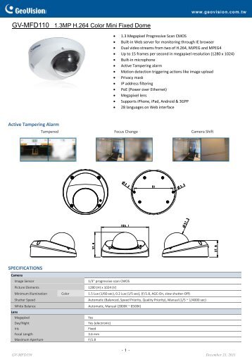 Camera mini dome IP de interior Geovision GV-MFD110